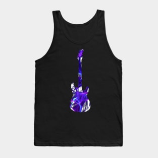 Purple Flame Guitar Silhouette on White Tank Top